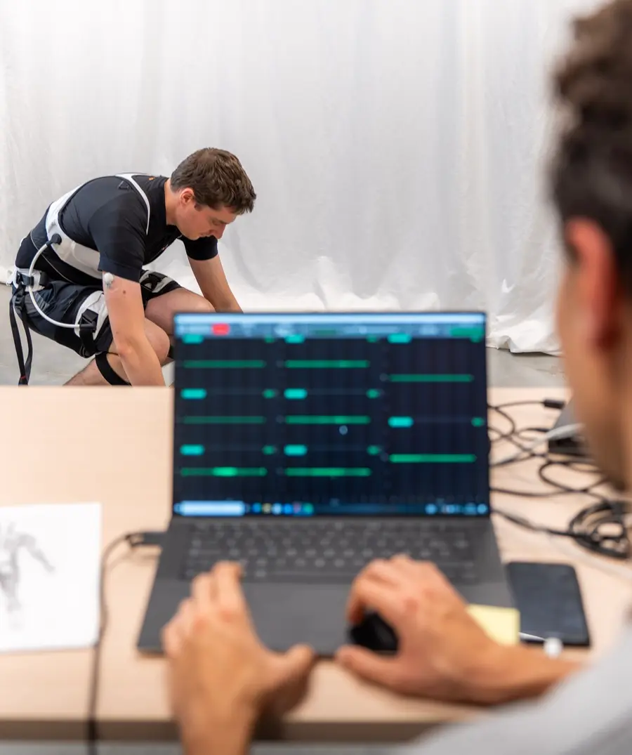 An EMG measurement session with exoskeleton use