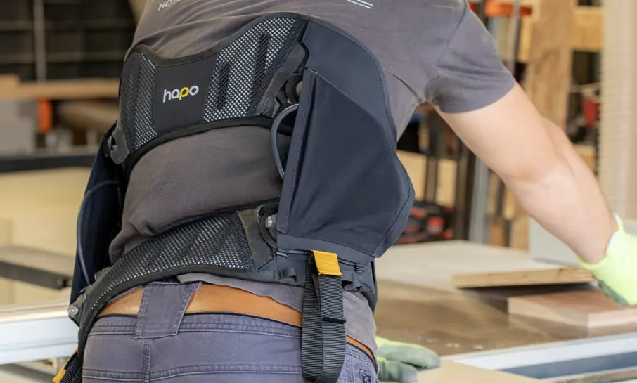 Close-up of the back of a person wearing the Hapo BR.